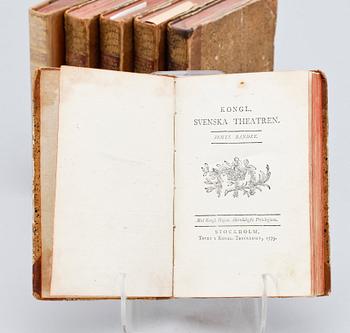 BOKVERK, 6 vol, "Kongl. Svenska Theatren", Stockholm 1778-85.