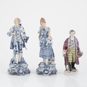 Three porcelain figurines, Europ, 20th century.