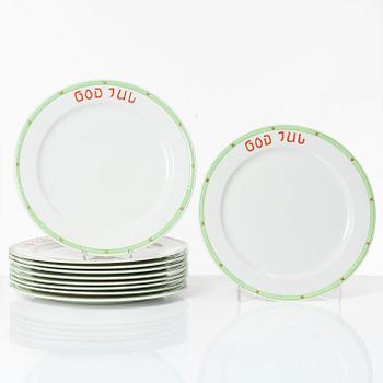 Rörstrand, a set of ten Christmas porcelain plates.