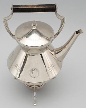 KAFFESERVIS, 3 delar, vitmetall, Östberg & L, 1900-talets första hälft.