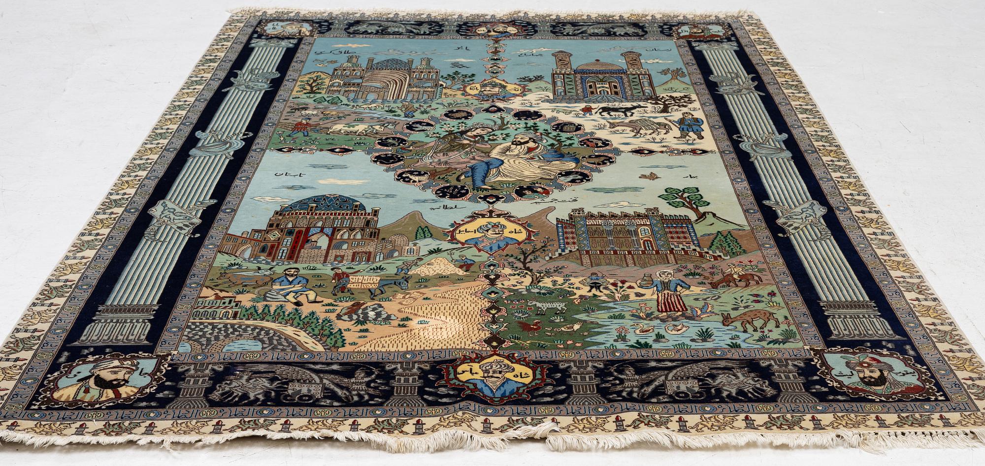 Matta, figural Täbriz, ca 275 x 178 cm.