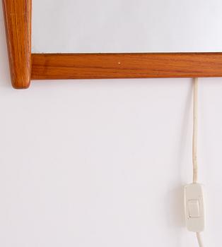 SPEGEL, med belysning, Nybrofabriken, 'Lydia', teak.