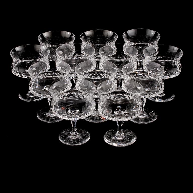 CHAMPAGNESKÅLAR, 12 st, "Silvia", Orrefors, 1900-talets andra hälft.