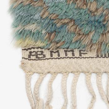 Barbro Nilsson, a runner, 'Marina, grön', knotted pile, c. 469 x 158 cm, signed AB MMF BN.