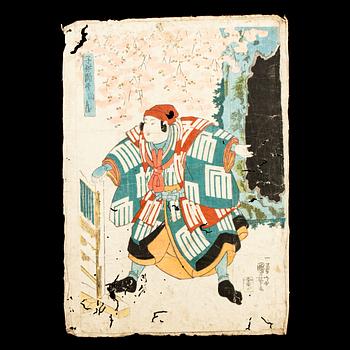 UTAGAWA KUNIYOSHI, träsnitt, 2 st, 1800-talets mitt.