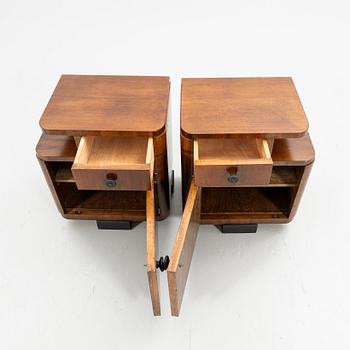 Nightstands, a pair, Art Deco, first half of the 20th century.