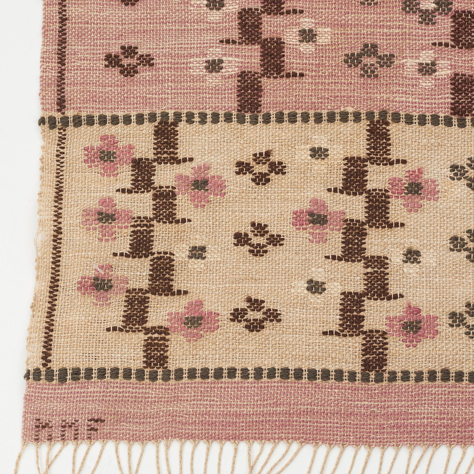 Märta Måås-Fjetterström, Vävnad, "Slån", inplock på linnebotten, ca 92,5-93 x 69,5-71,5 cm, signerad MMF.