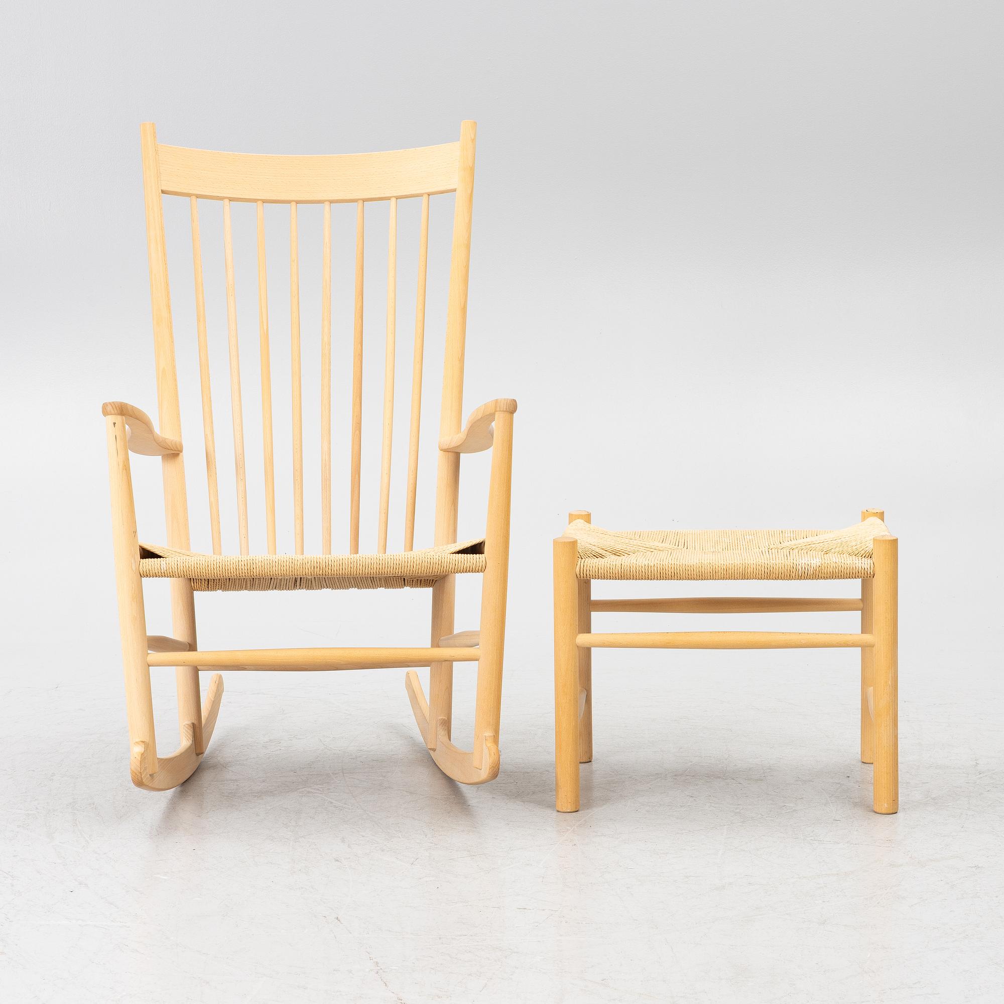 Hans J. Wegner, Rocking chair, “J 16”, with footstool, Denmark.