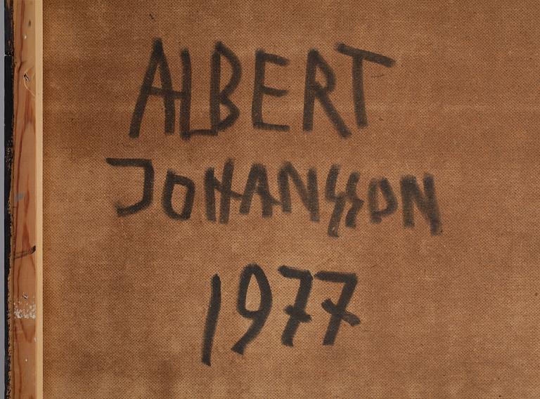 ALBERT JOHANSSON, oljemålning på pannå. Signerad och daterad 1977.
