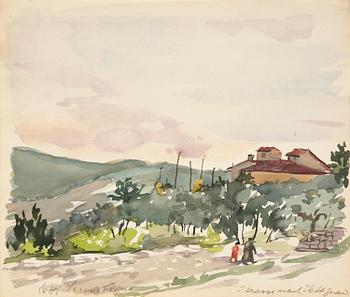 882. Lotte Laserstein, Italian landscape with figures.