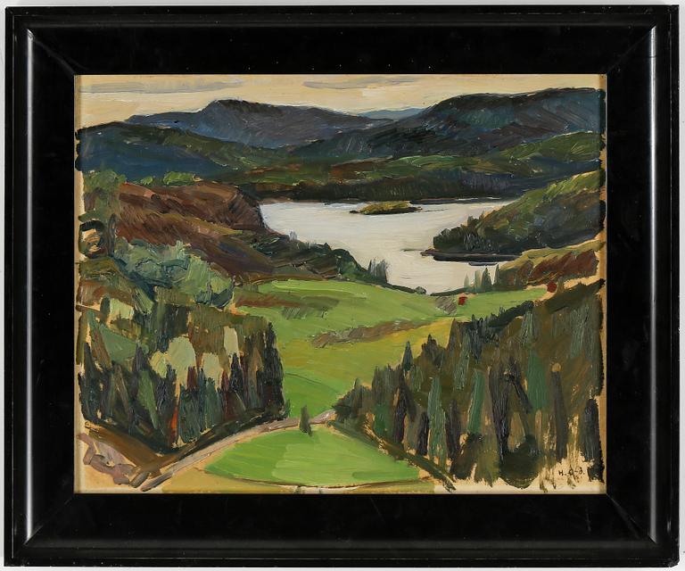 HELMER OSSLUND, olja på smörpapper, monogramsignerad.