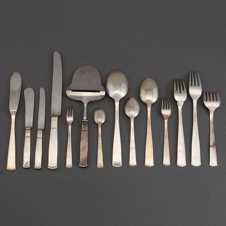 96 pieces of silver tableware by Jacob Ängman for GAB, model "Rosenholm", second half of the 20th century.