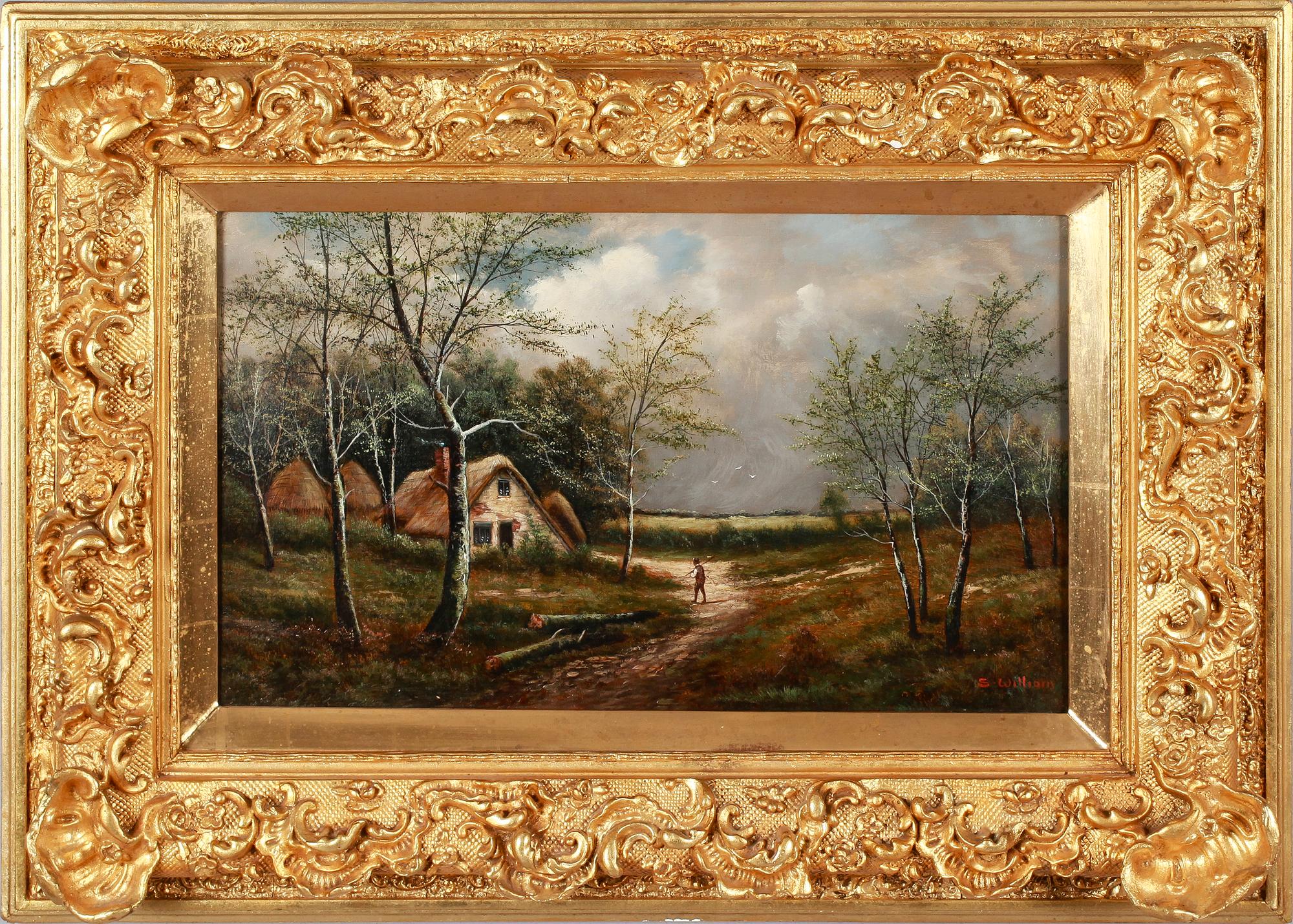 OKÄND KONSTNÄR, olja på pannå, signerad S William, England, 1800-tal.