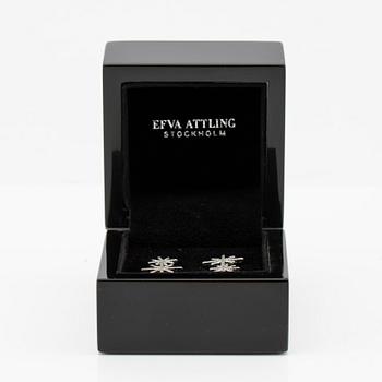 Efva Attling, a pair of "Beam & Stars Two Ear" earrings in rhodium-plated sterling silver with round brilliant-cut diamonds.