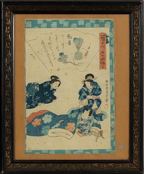 Utagawa Kunisada, four motifs from ‘The Tale of Genji’ (Genji Monogatari).