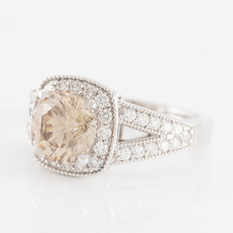 Ring 18K vitguld med briljantslipad diamant 2.54 ct. Medföljande GIA report.