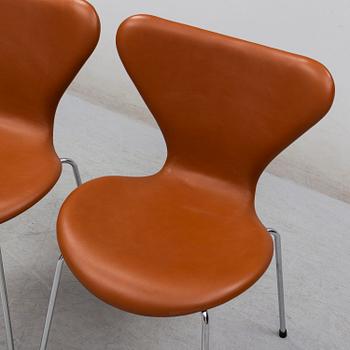 ARNE JACOBSEN, stolar, "Sjuan", 6 st, Fritz Hansen, Danmark.