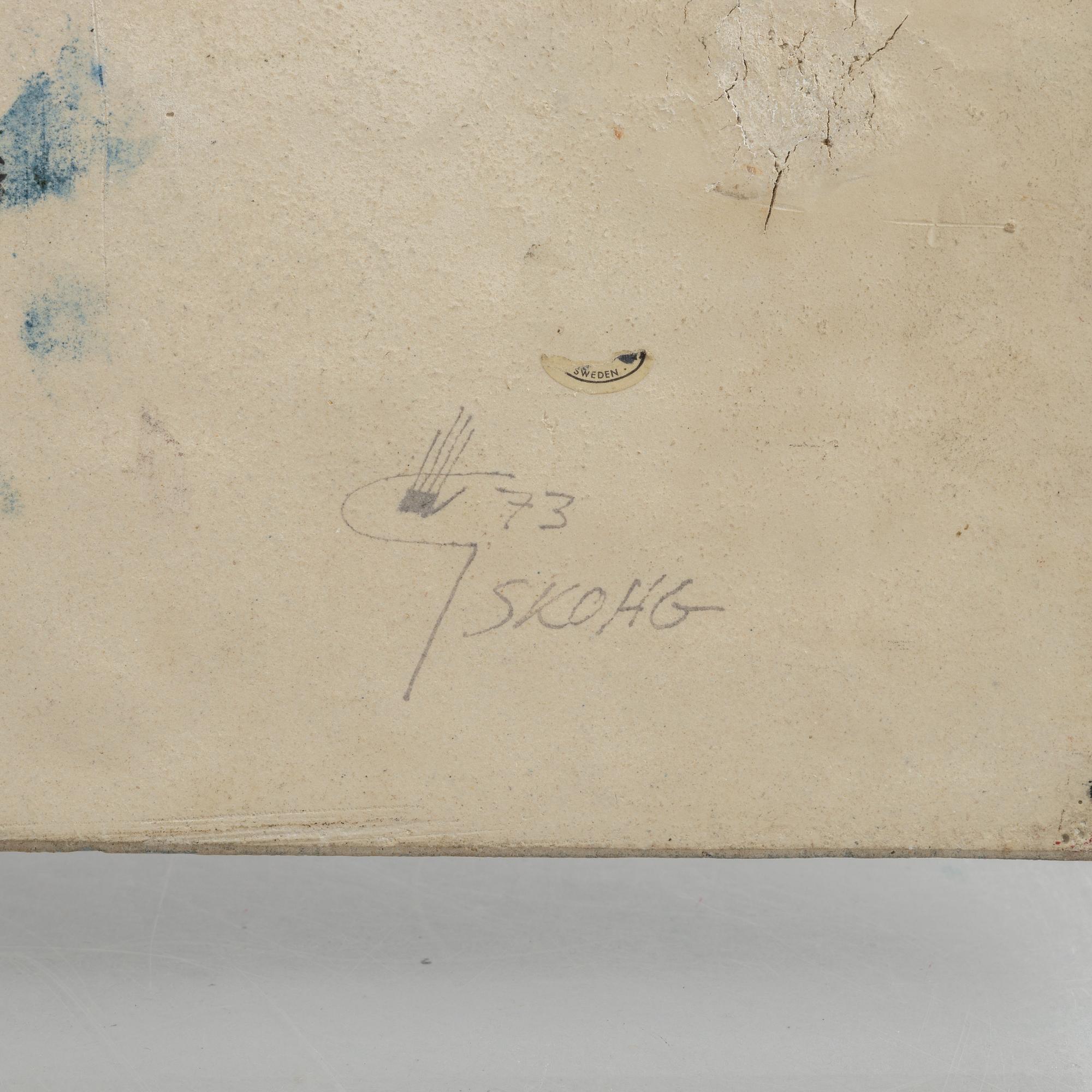 Börje Skohg, väggplaketter, tre stycken, stengods, Gustavsberg/Gustavsberg studio, 1970-tal.