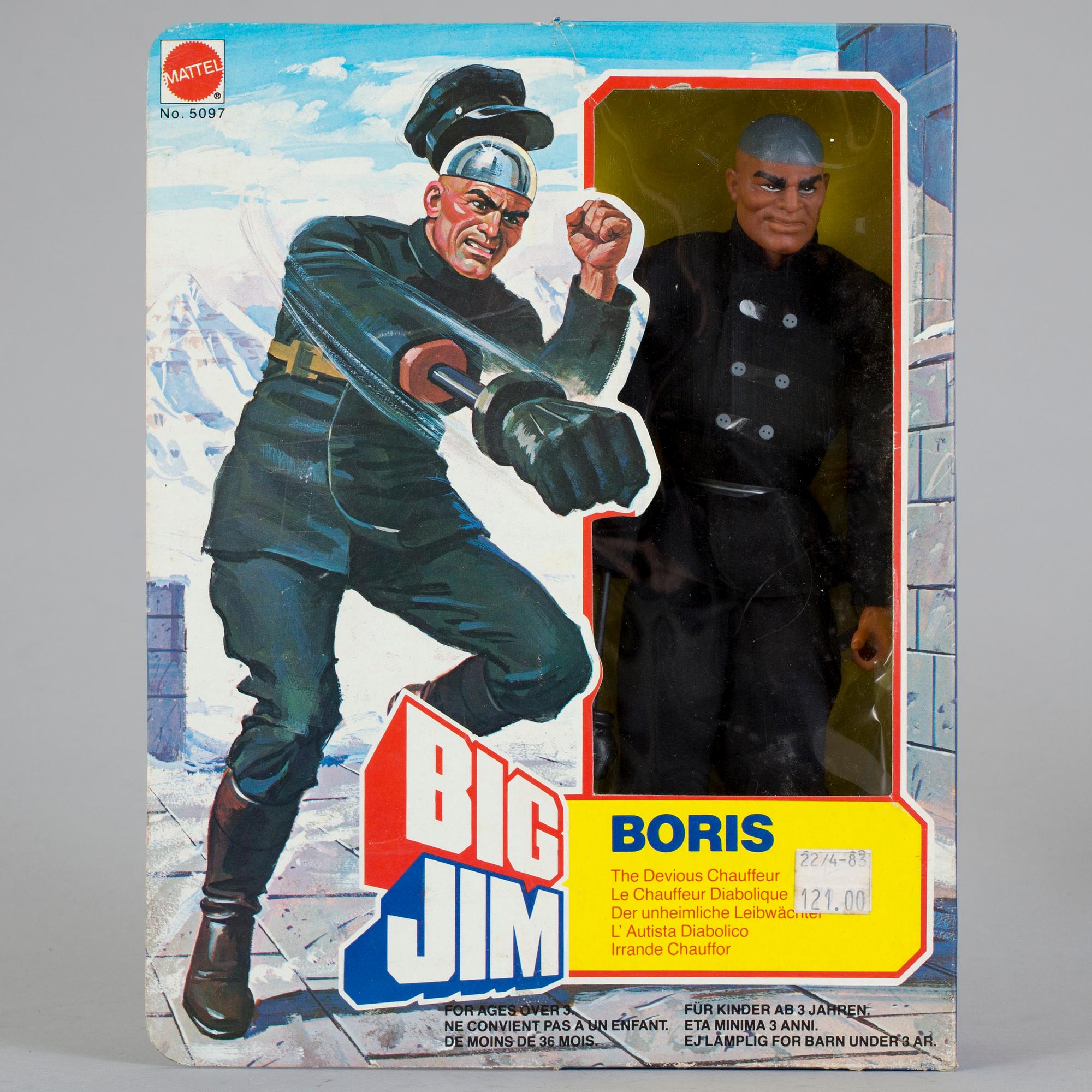 BIG JIM, Boris och 004 i förpackningar, Mattel, 1981.