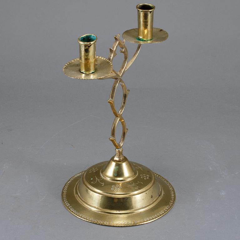 LJUSSTAKE, mässing, s k Blekingestake, 1700-tal.