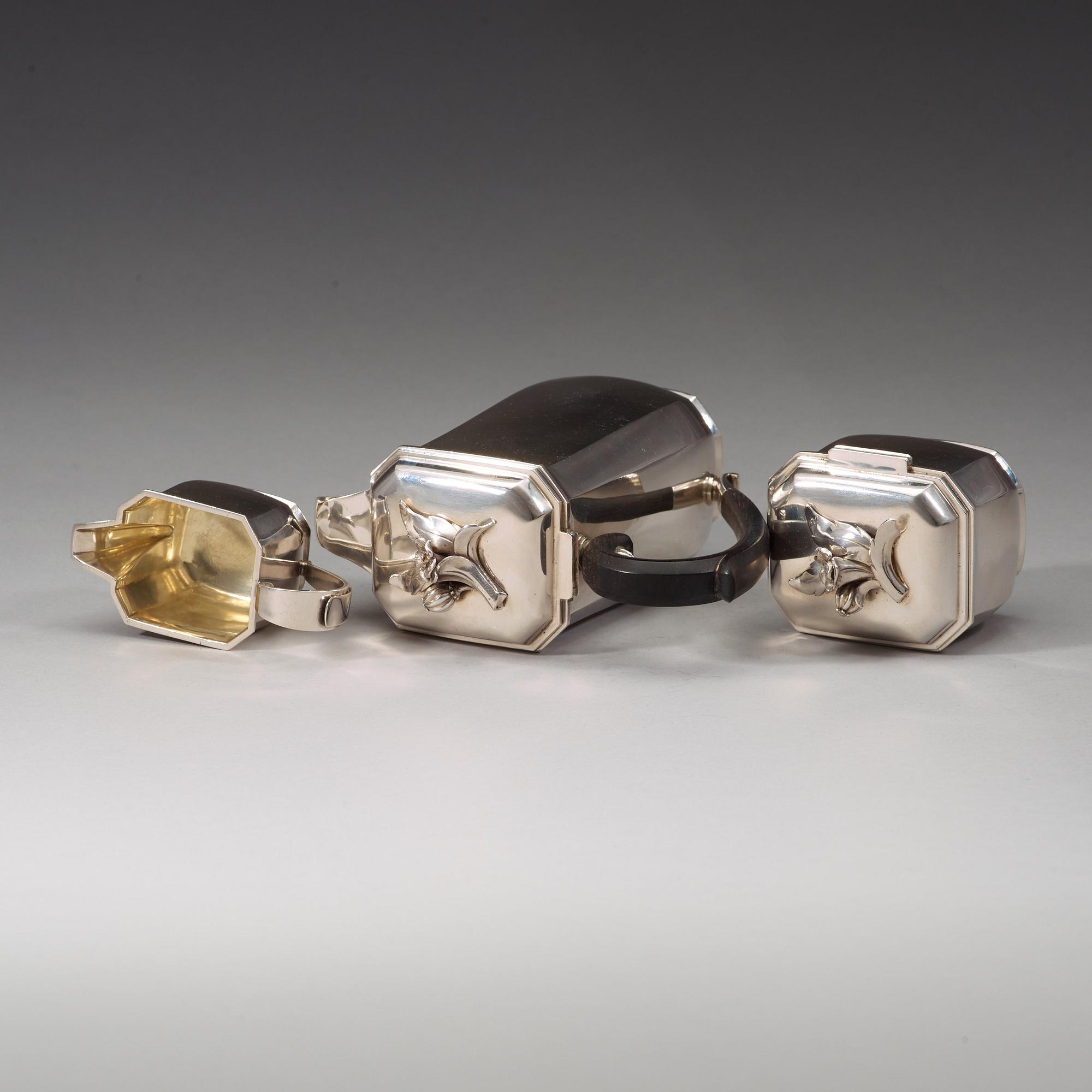 Atelier Borgila, a three pcs sterling coffee set, Stockholm 1939.