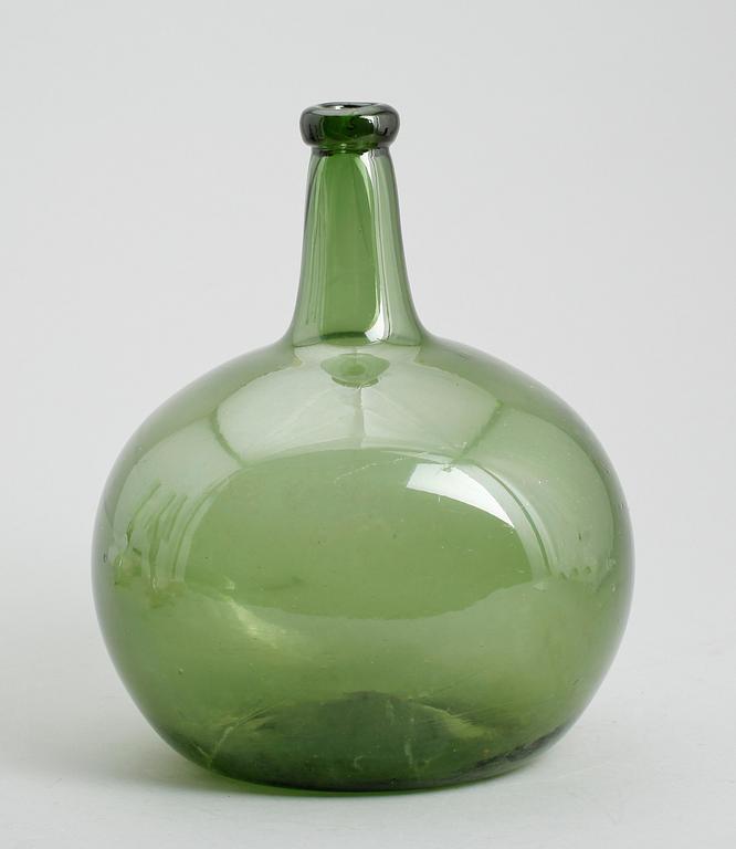 FLASKA, grönt glas, 1700-/1800-tal.