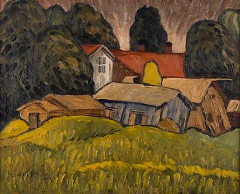 VILHO LAMPI, LANDSCAPE WITH HOUSES.