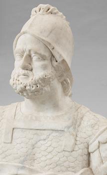 A pair of Swedish Baroque 17th century white marble busts representing Pomona och Mars.