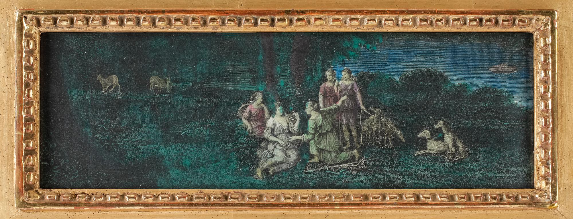 SPEGEL, sengustaviansk, omkring 1800. Höjd 95,5cm.