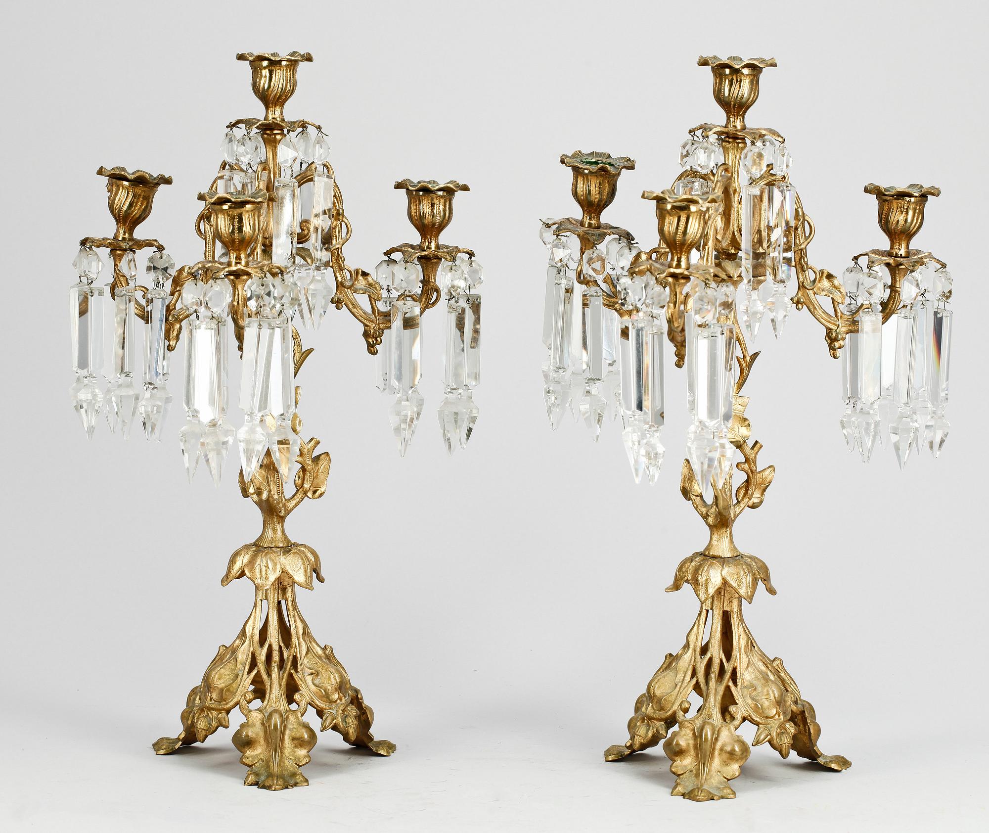 KANDELABRAR, ett par, bronserad metall, naturalistisk / oscariansk stil, 1800-talets slut.