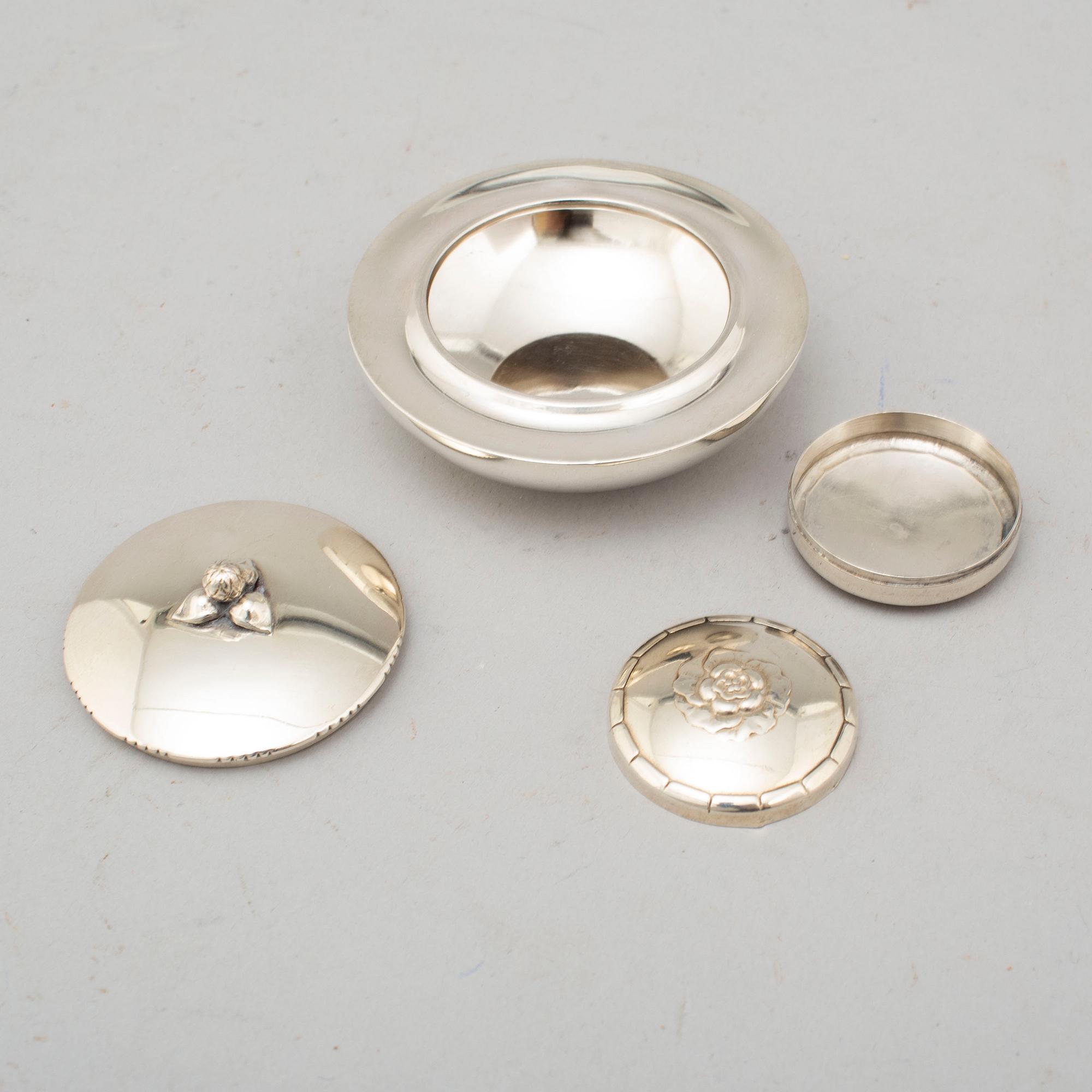 GEORG JENSEN, to sterling silver boxes, Denmark.