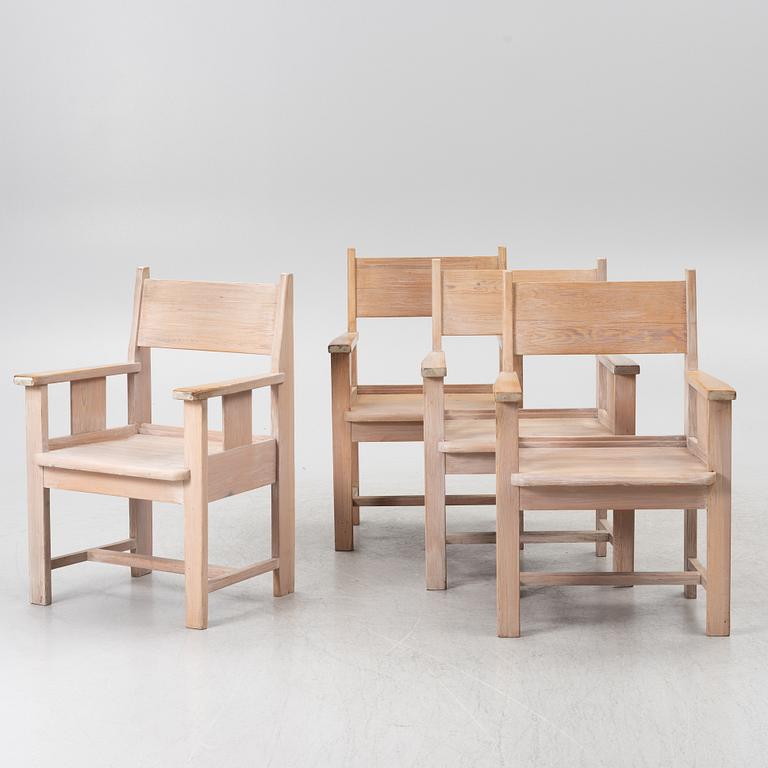 Four pine armchairs, Sweden, presumably mid20th century.