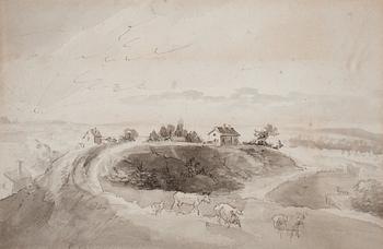 909. Elias Martin, Landscape with a house and cattles.