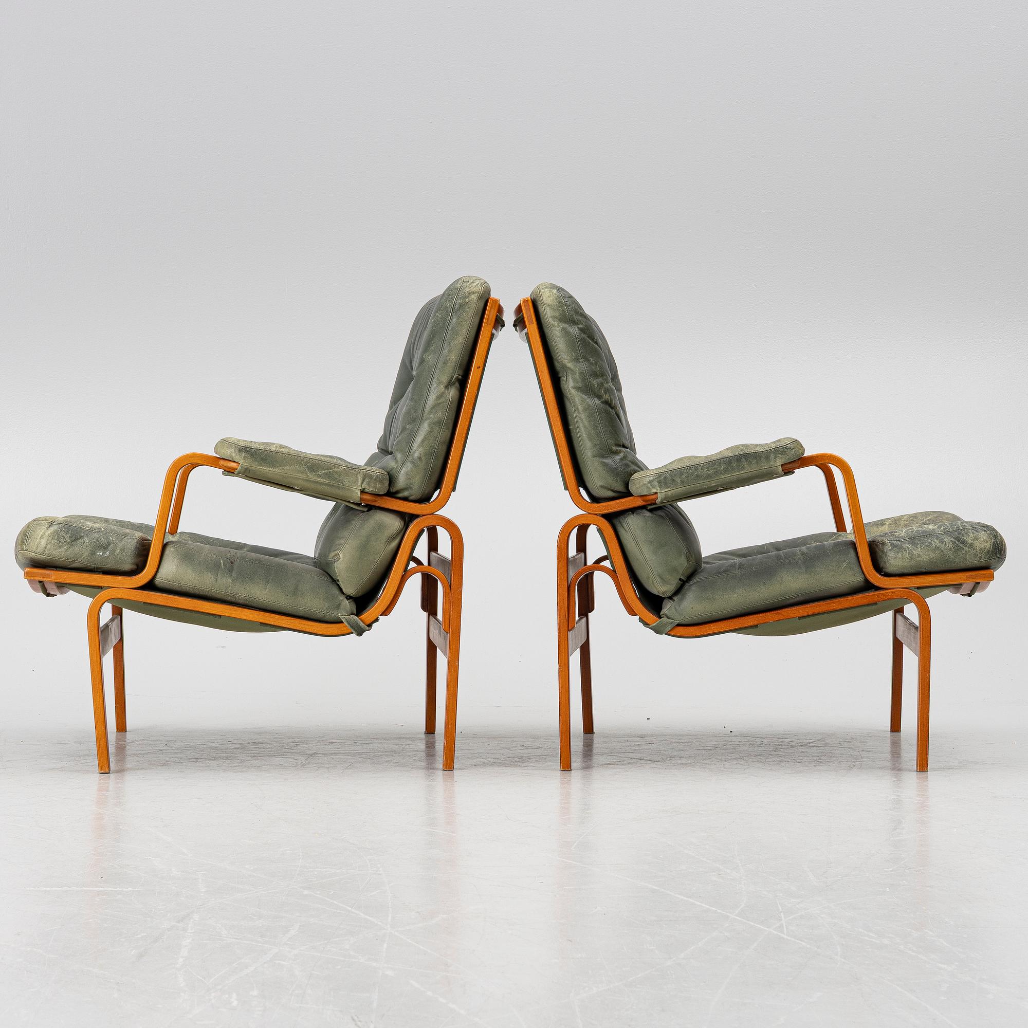 Bruno Mathsson, Armchairs, a pair, "Ingrid", Dux, late 20th century.