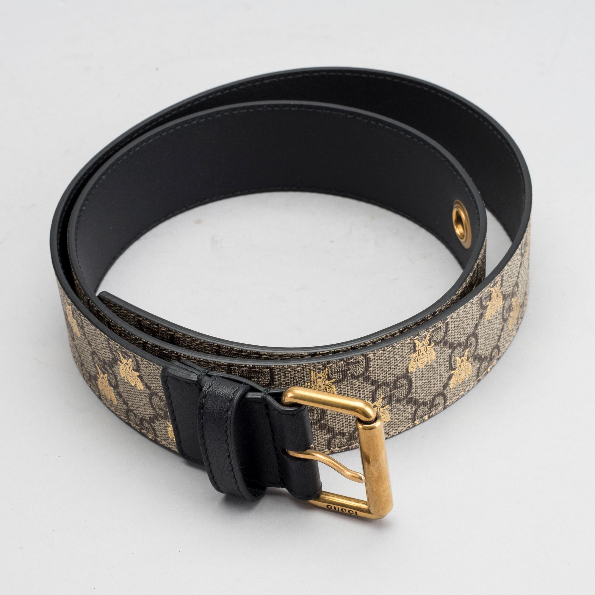 GUCCI, "Formal Squared Ggg Supreme Canvas Bee Belt", skärp.