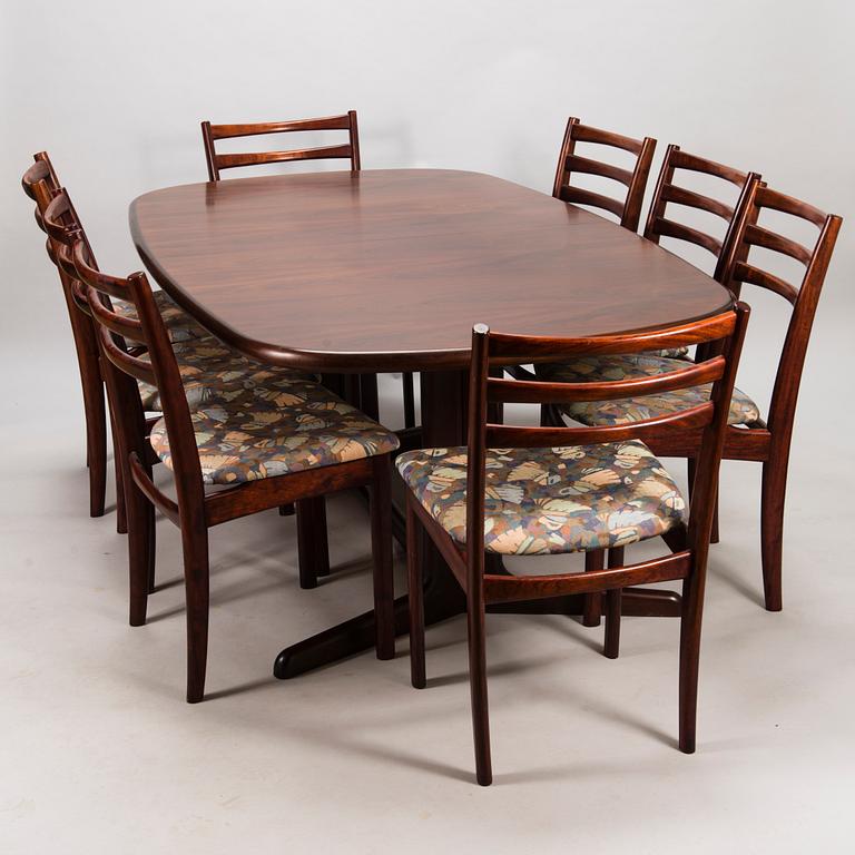 Danish 1980-90s Dining Table with eight Chairs.