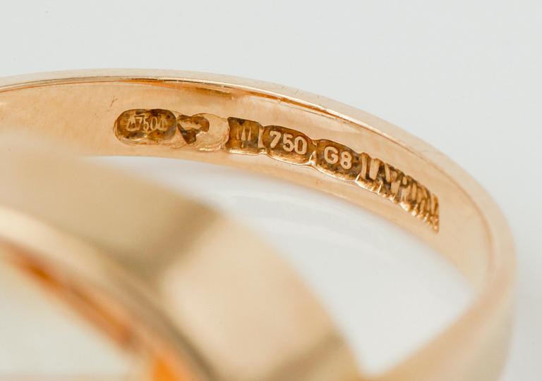 RING, 18K guld och citrin, Björn Weckström, Lapponia, Finland 1980-tal.