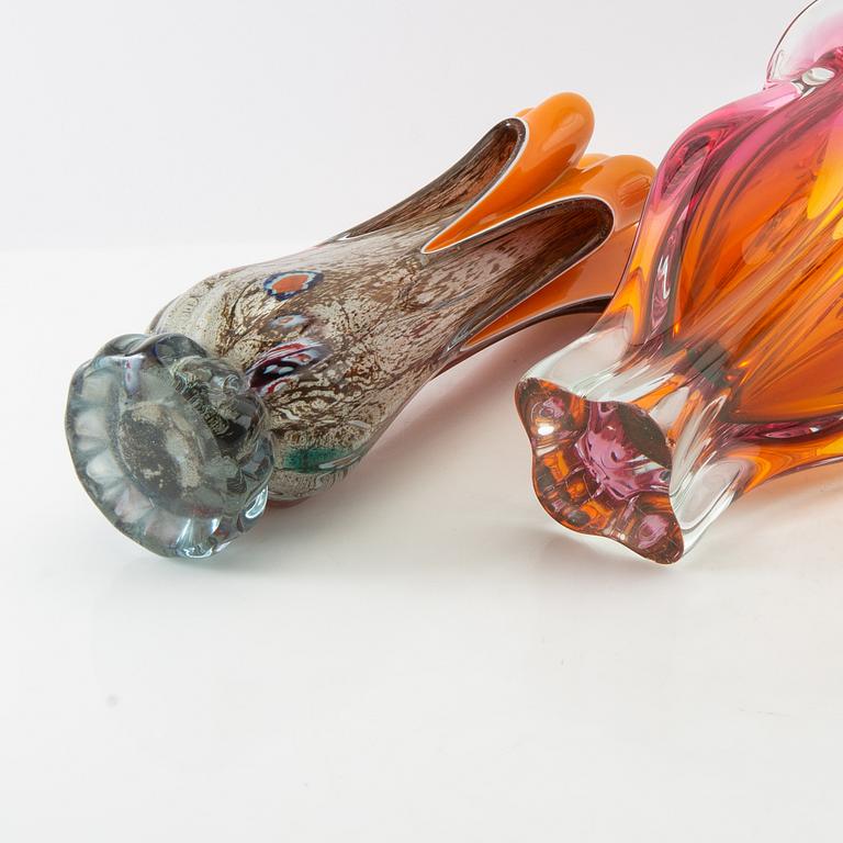 Vases 2 pcs mid-20th century glass.