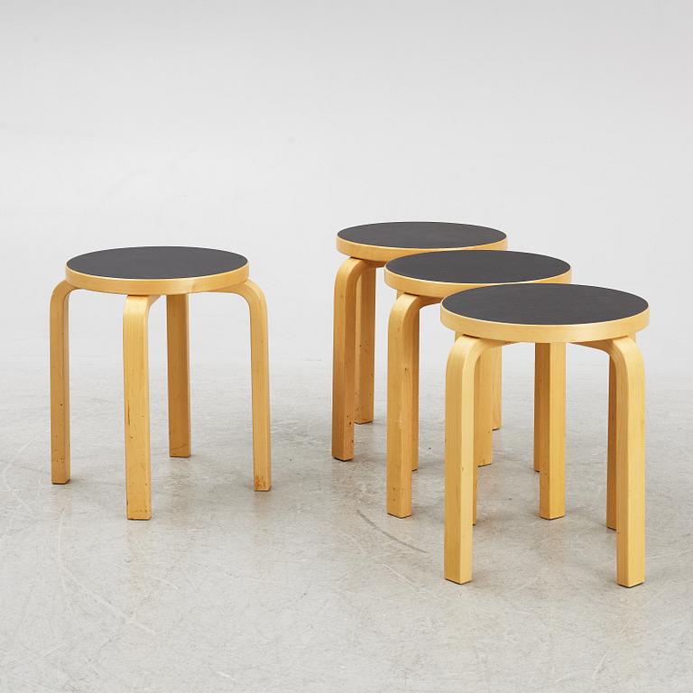 Alvar Aalto, stools, 4 pcs, model 60E, late 20th century.