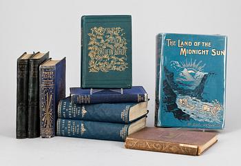 BÖCKER, 9 st, bla "A Brage- Beaker with The Swedes on Notes from The North" av W Blanchard Jerrold, London 1854.