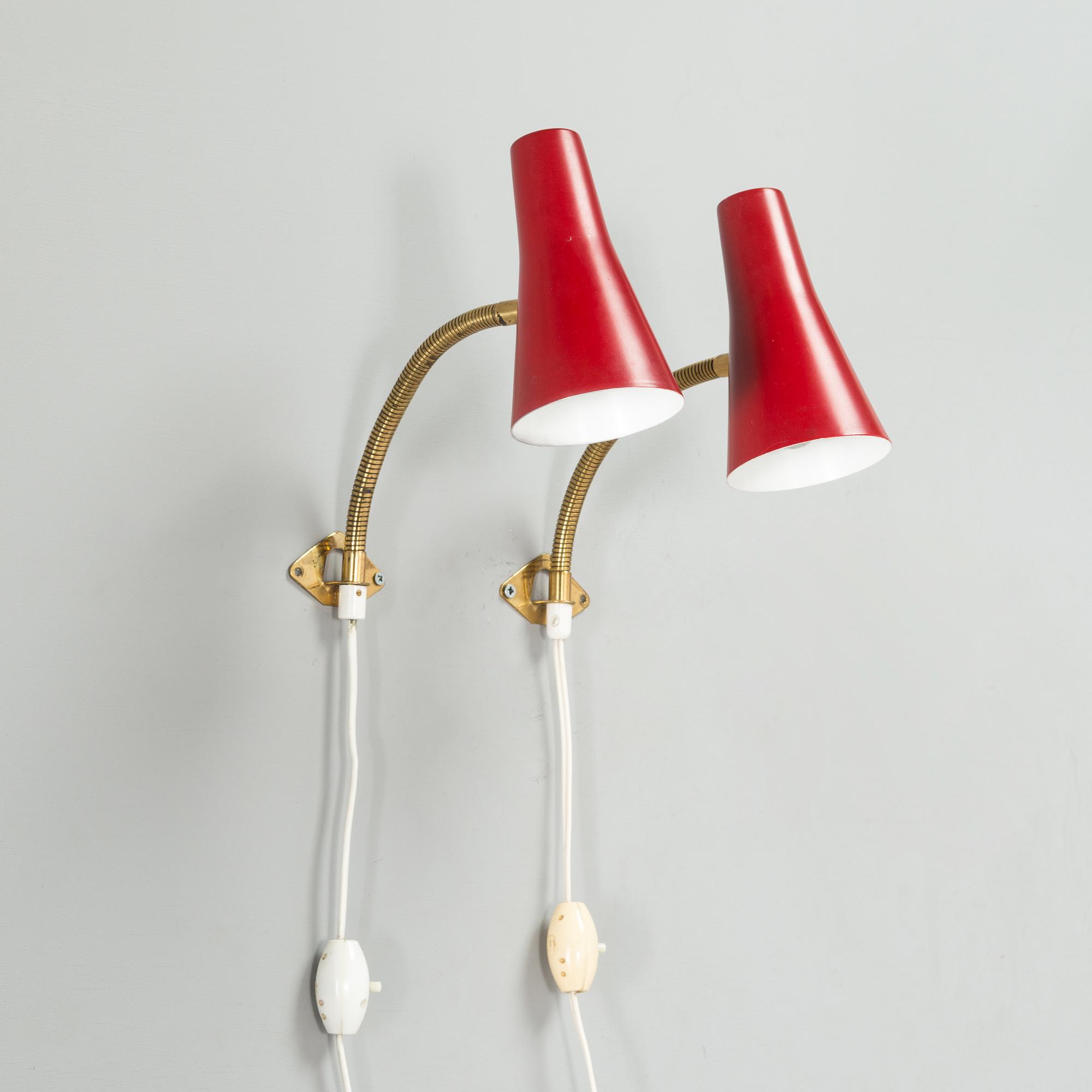 A pair of wall lamps, mid-20th century.