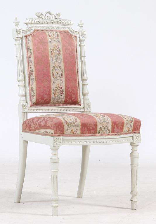 SOFFA samt STOLAR, 4 st, Louis XVI-stil, 1800-tal.