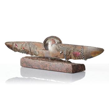 Bertil Vallien, a unique sand cast glass sculpture of a boat, Kosta Boda, Sweden, 1980s.