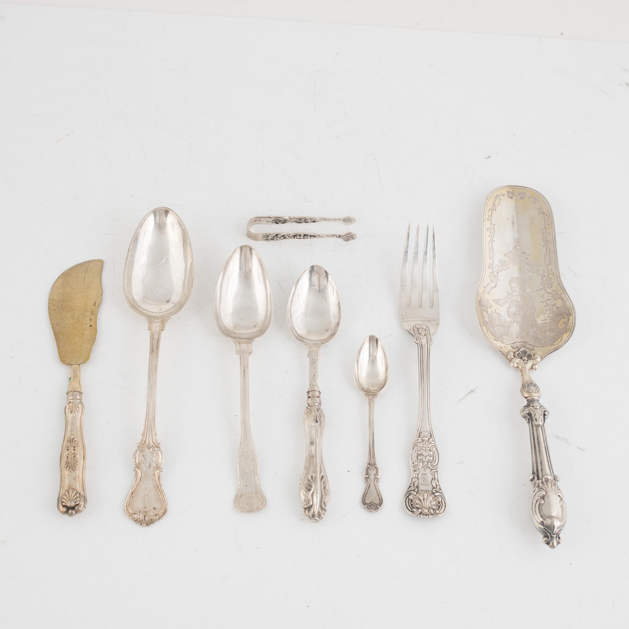 Silver Cutlery, including mark of Fredrik & Wilhelm Zethelius, Stockholm 1841 (20 pieces).