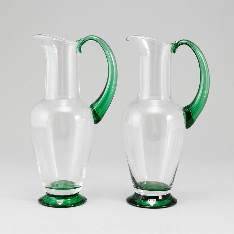 Two 'Nobel' glass pitchers designed by Gunnar Cyrén, Orrefors.