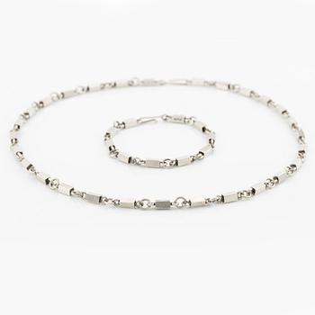 Wiwen Nilsson, necklace and bracelet, bar links, silver.