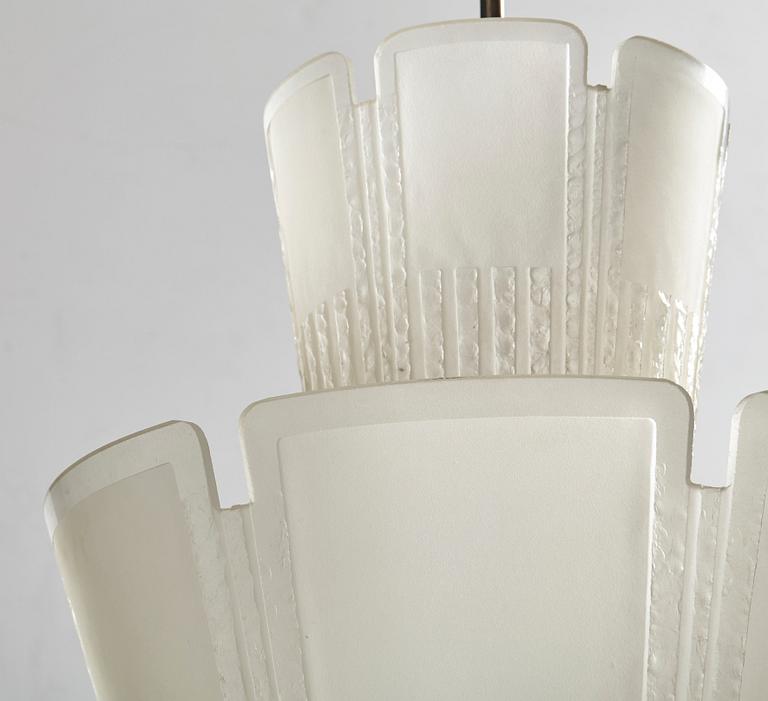 Böhlmarks, a pair of Swedish Modern blasted glass ceiling lights, circa 1938.