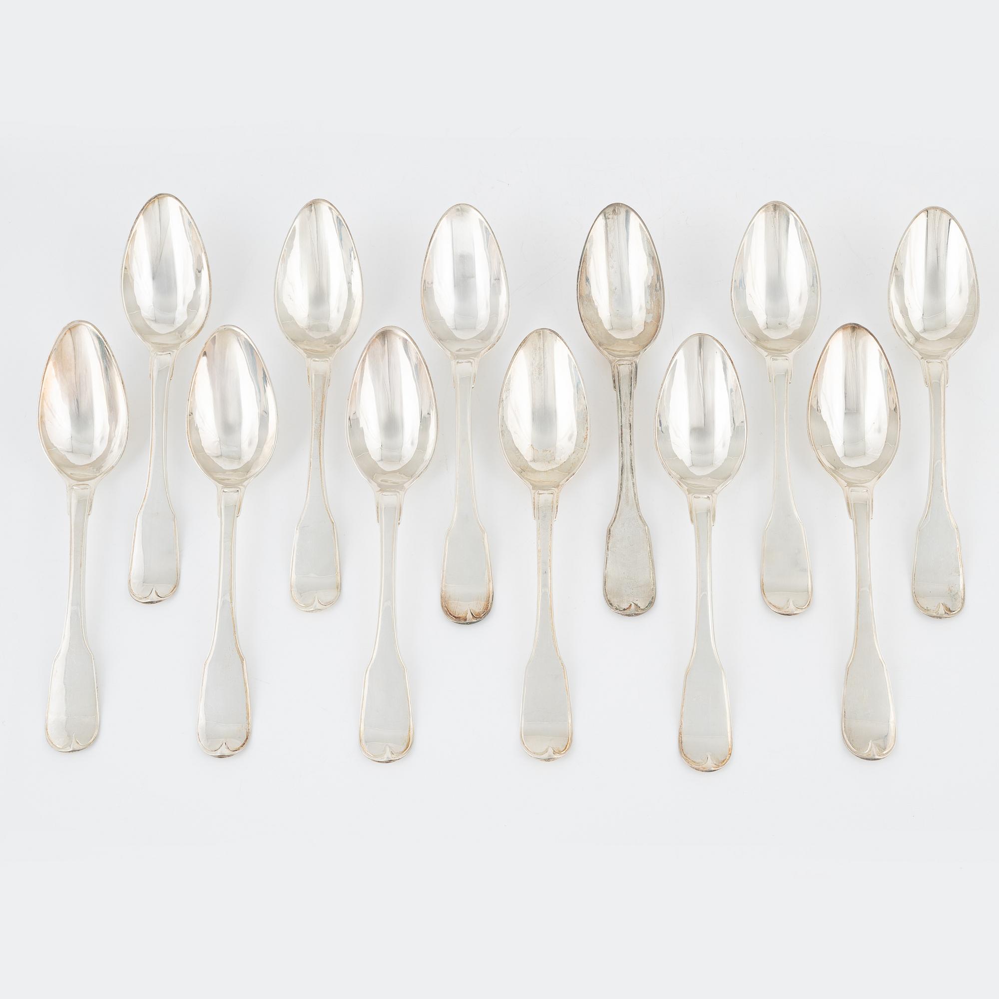 Twelve silver spoons, Carl Magnus Ryberg, Stockholm, 1806.