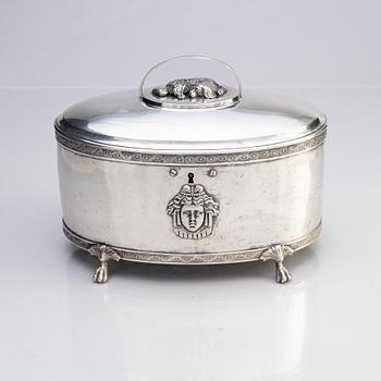 A Swedish 19th century silver sugar-casket, mark of Anders Emanuel Blomquist, Vadstena 1825.