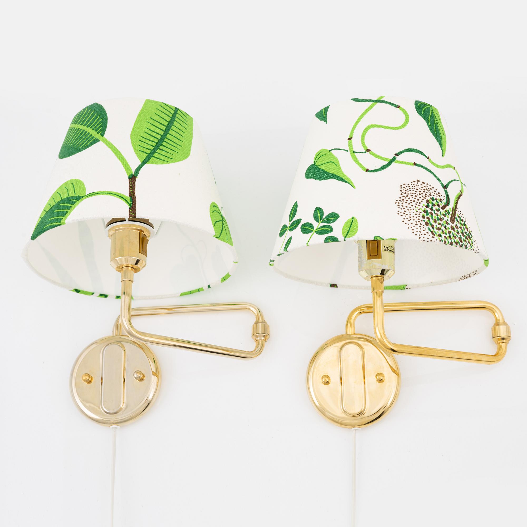 Vägglampor, ett par, modell 6056, Reijmyre Armaturfabrik, 1960/70-tal.